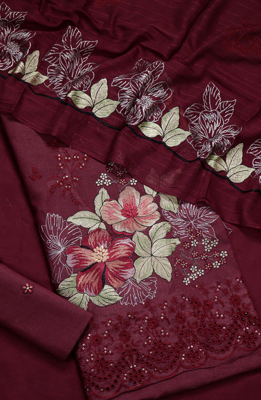 Amna Khadija Embroidered Lawn Unstitched 3 Piece Suit - D-08 - AM26FNC - Red - Summer Collection