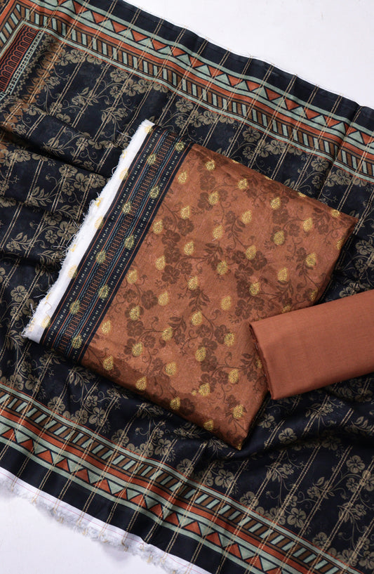 Amna Khadija Broshia Lawn Unstitched 3 Piece Suit - D-10 - AM26FNC - Rust - Summer Collection