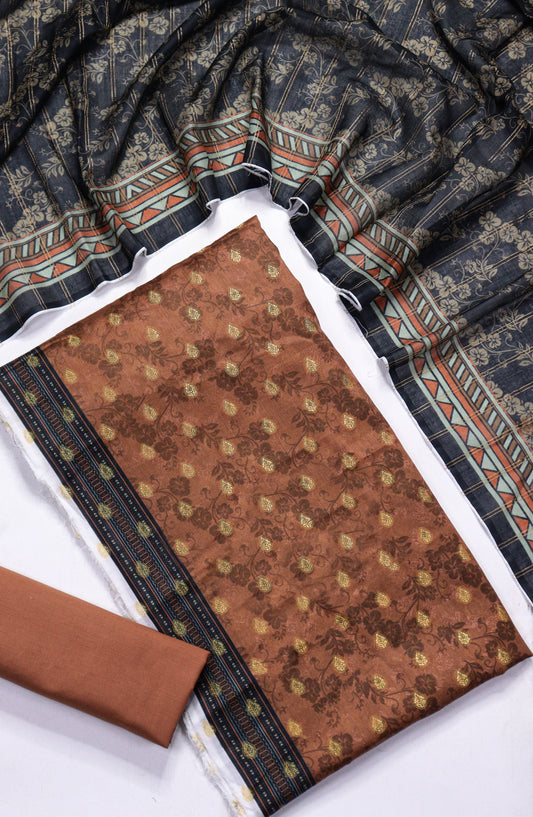 Amna Khadija Broshia Lawn Unstitched 3 Piece Suit - D-10 - AM26FNC - Rust - Summer Collection