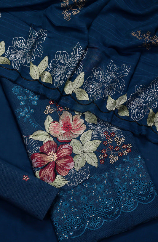 Amna Khadija Embroidered Lawn Unstitched 3 Piece Suit - D-07 - AM26FNC - Blue - Summer Collection