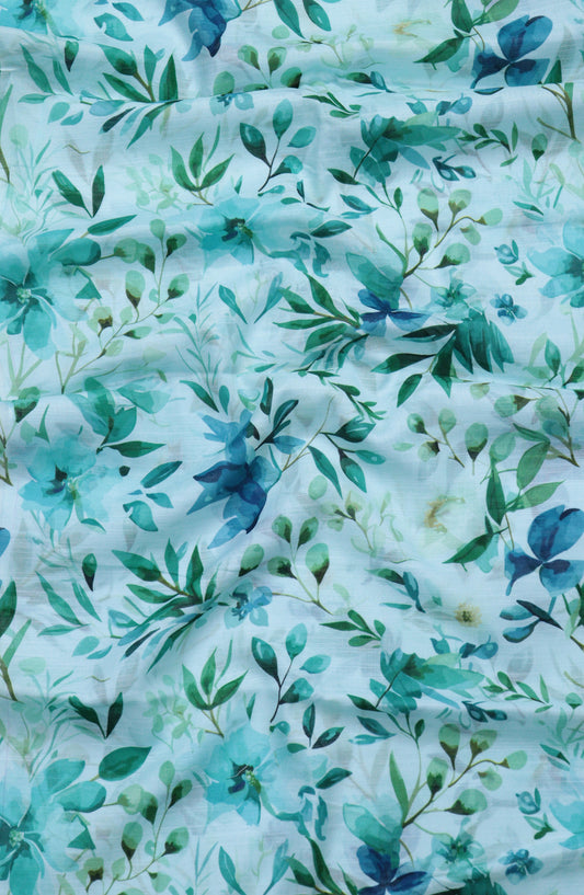 Amna Khadija Fancy Printed Lawn Unstitched 2 Piece Suit - D-8 - AM26FNC - Sea Green - Summer Collection