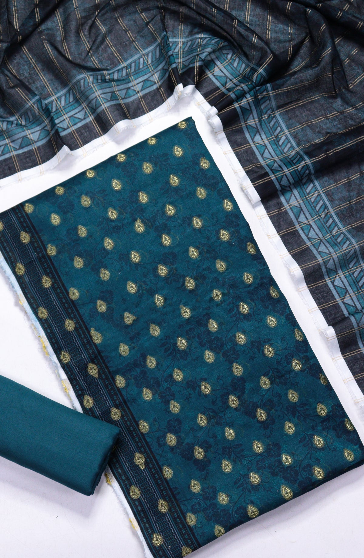 Amna Khadija Broshia Lawn Unstitched 3 Piece Suit - D-09 - AM26FNC - Teal - Summer Collection