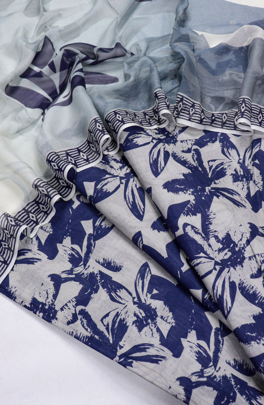 Amna Khadija Printed Bana Dora Unstitched 3 Piece Suit - D-09 - AM26FNC - Blue - Summer Collection