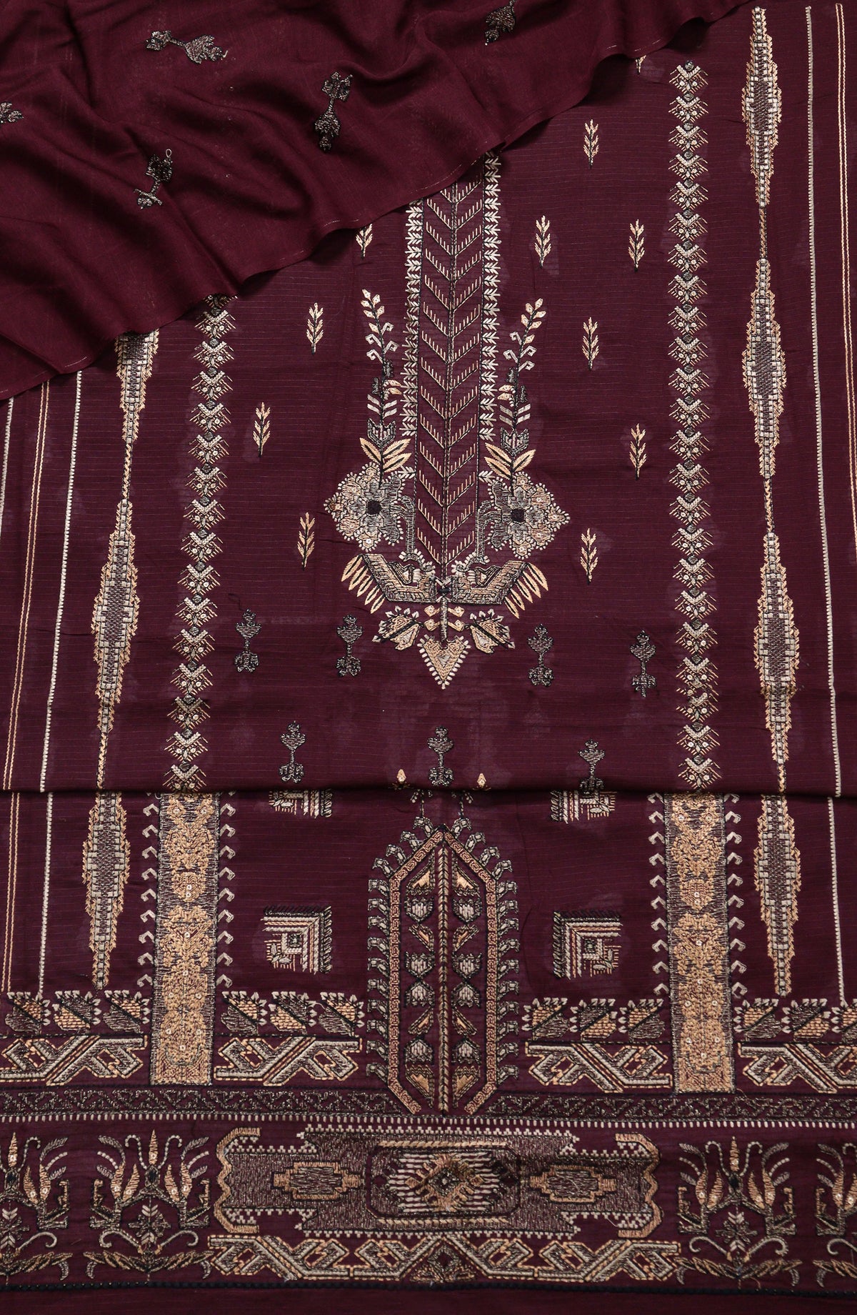 Amna Khadija Embroidered Lawn Unstitched 3 Piece Suit - D-04 - AM26FNC - Maroon - Summer Collection
