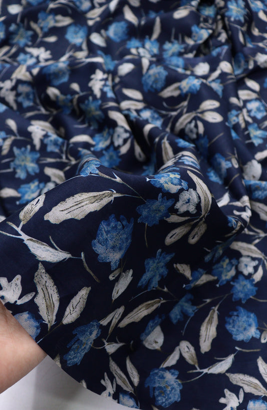 Amna Khadija Fancy Printed Lawn Unstitched 2 Piece Suit - D-5 - AM26FNC - Blue - Summer Collection