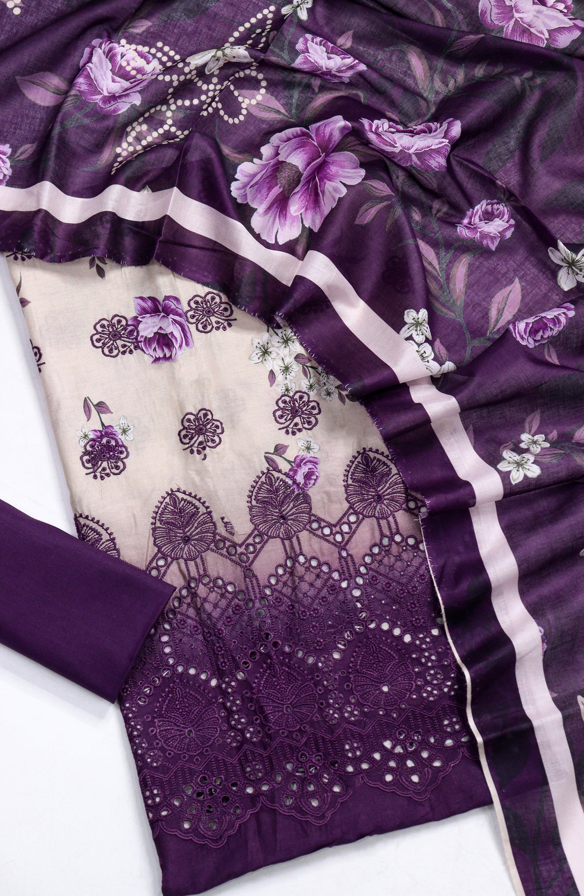 Amna Khadija Fancy Embroidered Lawn Unstitched 3 Piece Suit - D-02 - AM26FNC - Purple - Summer Collection