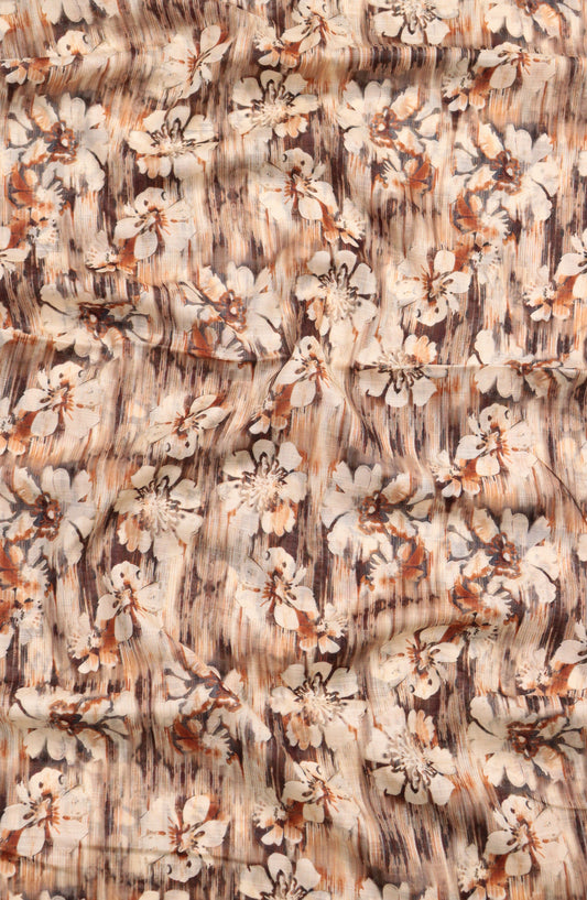 Amna Khadija Fancy Printed Lawn Unstitched 2 Piece Suit - D-4 - AM26FNC - Brown - Summer Collection