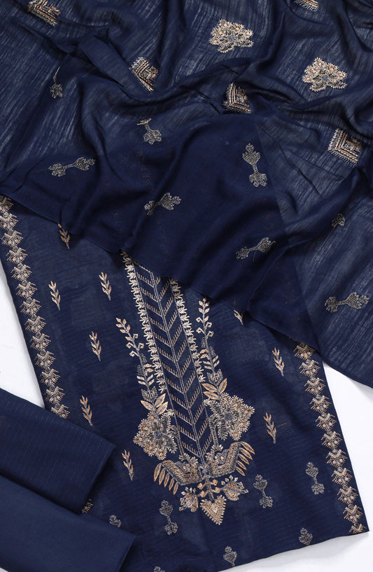 Amna Khadija Embroidered Lawn Unstitched 3 Piece Suit - D-03 - AM26FNC - Blue - Summer Collection