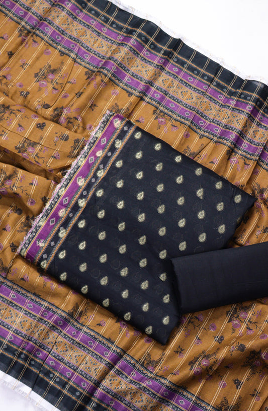 Amna Khadija Broshia Lawn Unstitched 3 Piece Suit - D-02 - AM26FNC - Black - Summer Collection