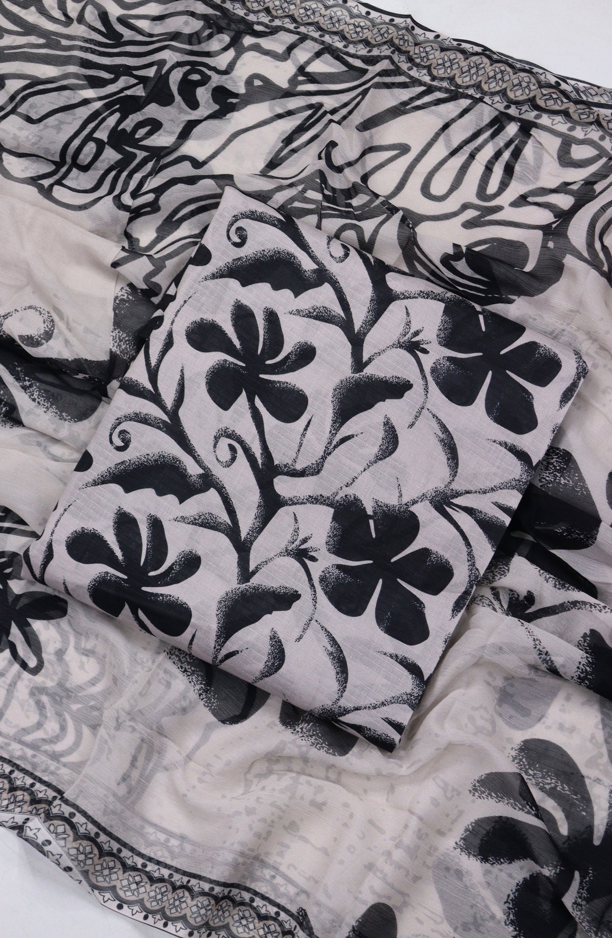 Amna Khadija Printed Bana Dora Unstitched 3 Piece Suit - D-03 - AM26FNC - Black - Summer Collection