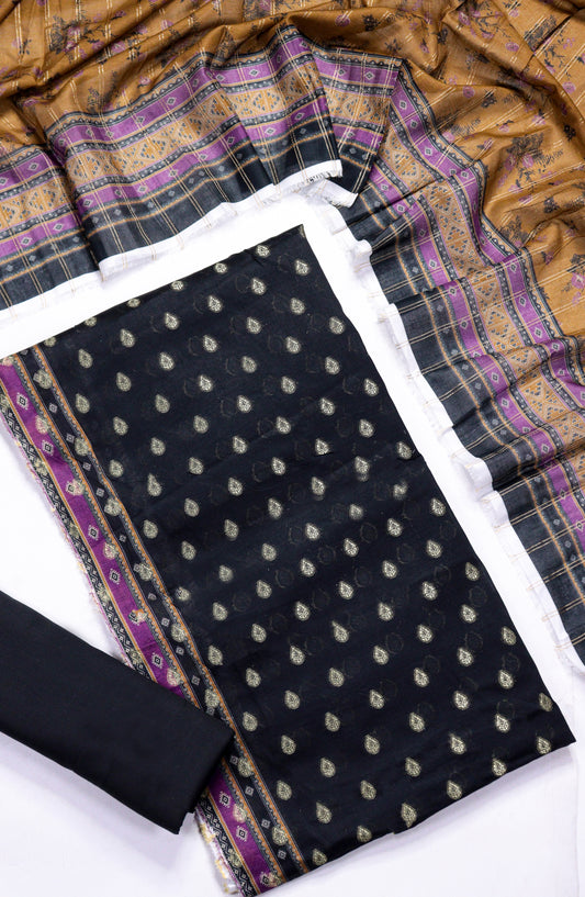 Amna Khadija Broshia Lawn Unstitched 3 Piece Suit - D-02 - AM26FNC - Black - Summer Collection