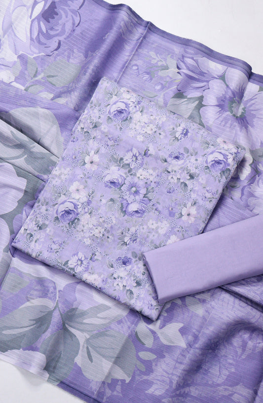 Amna Khadija Chikankari Lawn Unstitched 3 Piece Suit - D-07 - AM26FNC - Blue - Summer Collection