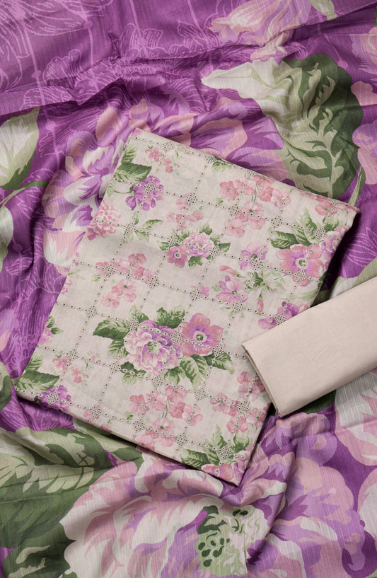 Amna Khadija Chikankari Lawn Unstitched 3 Piece Suit - D-06 - AM26FNC - Purple - Summer Collection