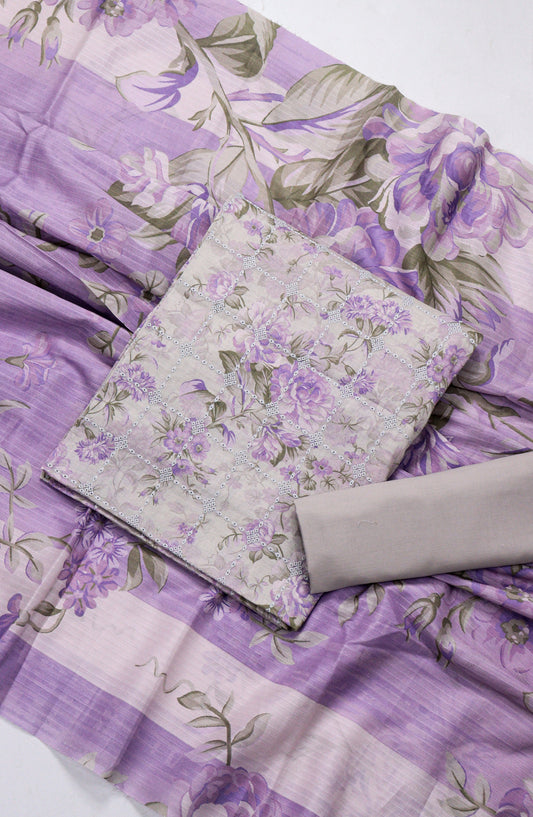 Amna Khadija Chikankari Lawn Unstitched 3 Piece Suit - D-10 - AM26FNC - Purple - Summer Collection