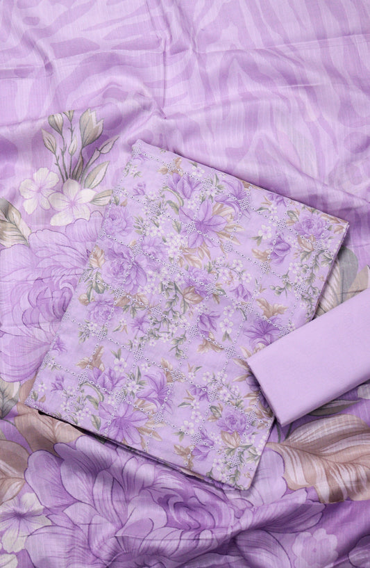 Amna Khadija Chikankari Lawn Unstitched 3 Piece Suit - D-02 - AM26FNC - Purple - Summer Collection