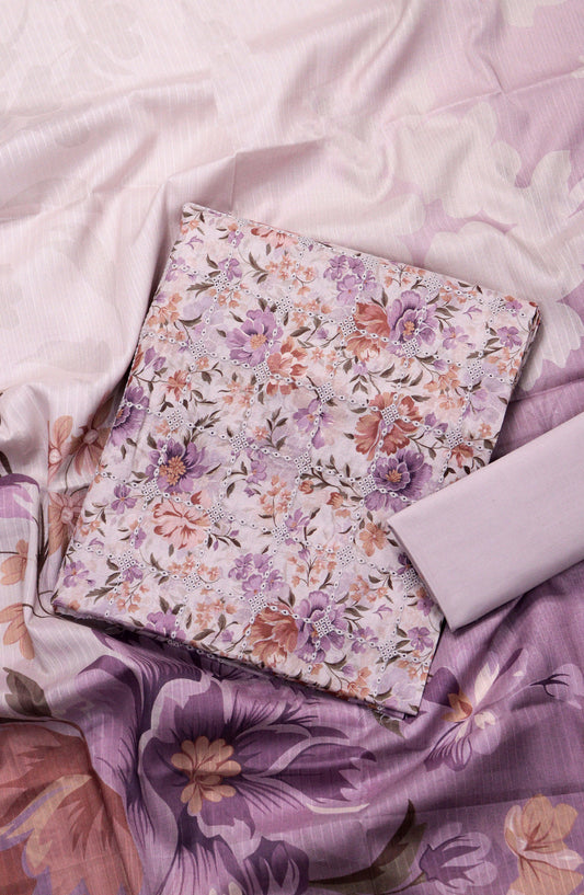 Amna Khadija Chikankari Lawn Unstitched 3 Piece Suit - D-01 - AM26FNC - Purple - Summer Collection