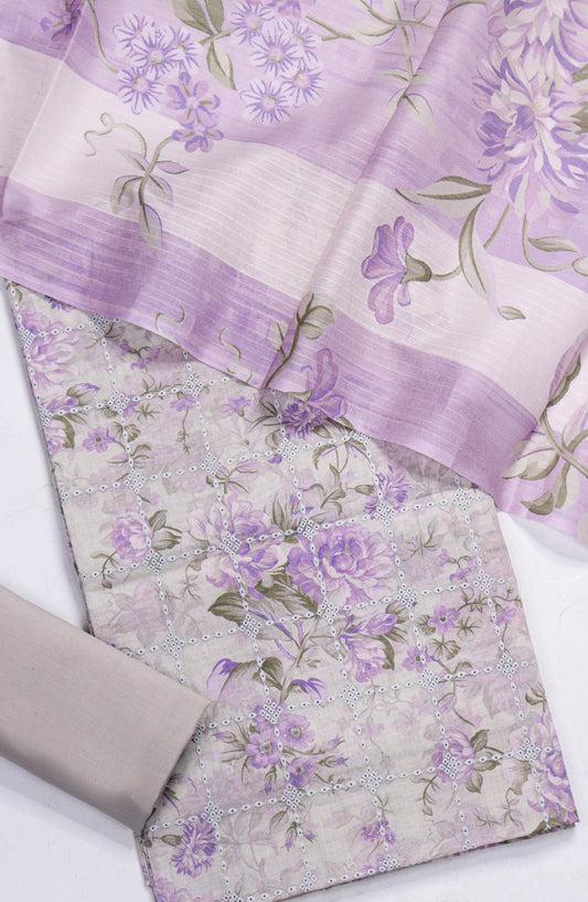 Amna Khadija Chikankari Lawn Unstitched 3 Piece Suit - D-10 - AM26FNC - Purple - Summer Collection