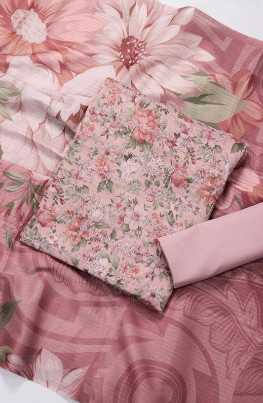 Amna Khadija Chikankari Lawn Unstitched 3 Piece Suit - D-08 - AM26FNC - Pink - Summer Collection