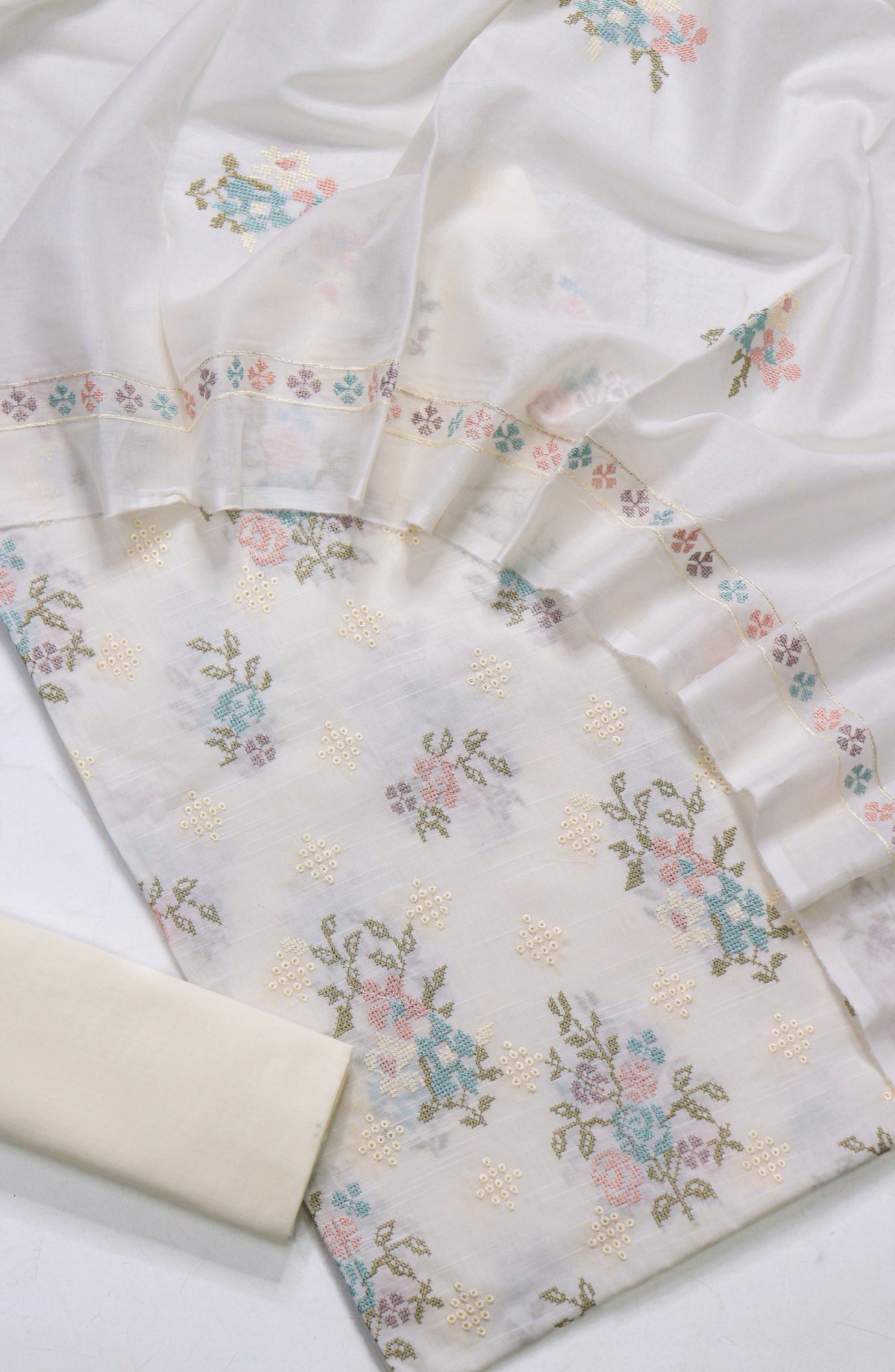 Amna Khadija Fancy Embroidered Lawn Unstitched 3 Piece Suit - RJD-08 - AM26FNC - Peach - Summer Collection