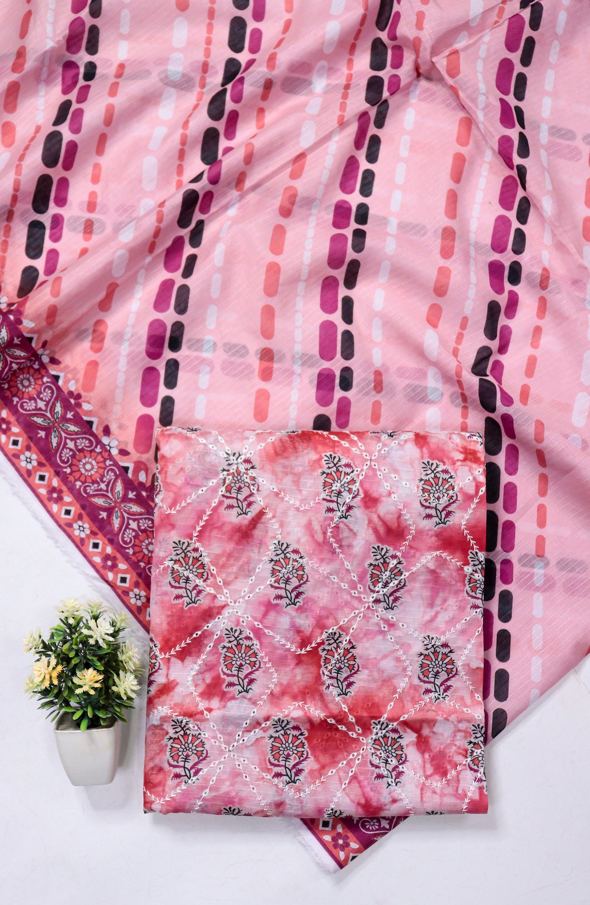 Amna Khadija Fancy Embroidered Lawn Unstitched 3 Piece Suit - WRD-03 - AM26FNC - Pink - Summer Collection