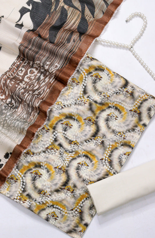 Amna Khadija Fancy Embroidered Lawn Unstitched 3 Piece Suit - WRD-01 - AM26FNC - Yellow - Summer Collection