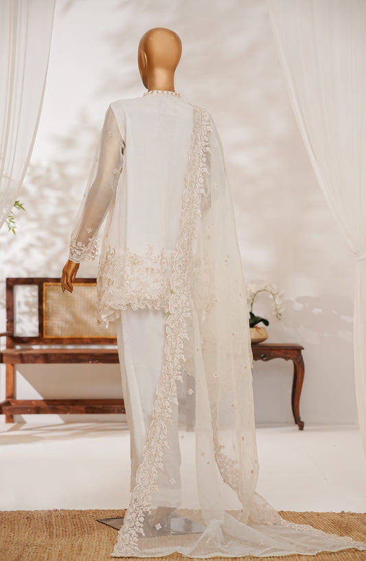 Kavira by Amna Khadija Embroidered Organza Stitched 3 Piece Suit - KLP-06 - AK25ORGN - Off White - Festive Collection