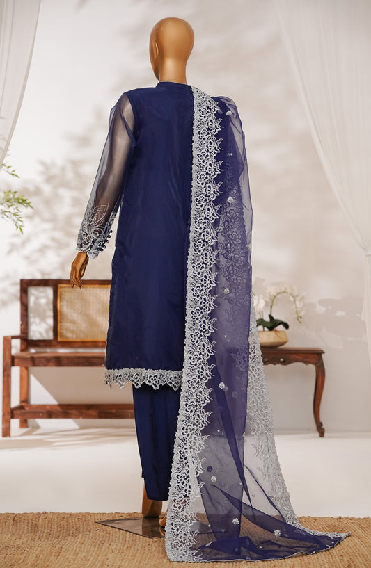 Kavira by Amna Khadija Embroidered Organza Stitched 3 Piece Suit - KLP-05 - AK25ORGN - Blue - Festive Collection