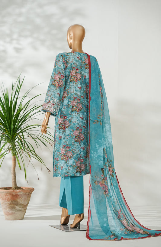 Amna Khadija Ismet Chikankari Embroidered Bana Dora Lawn Stitched 3 Piece Suit - AKC-01 - AM26ISM - Blue - Summer Collection