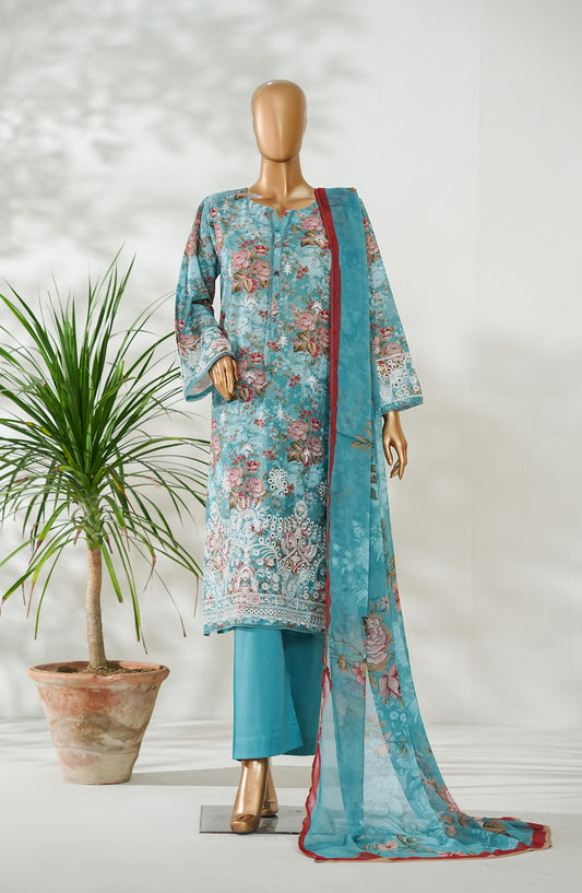 Amna Khadija Ismet Chikankari Embroidered Bana Dora Lawn Stitched 3 Piece Suit - AKC-01 - AM26ISM - Blue - Summer Collection