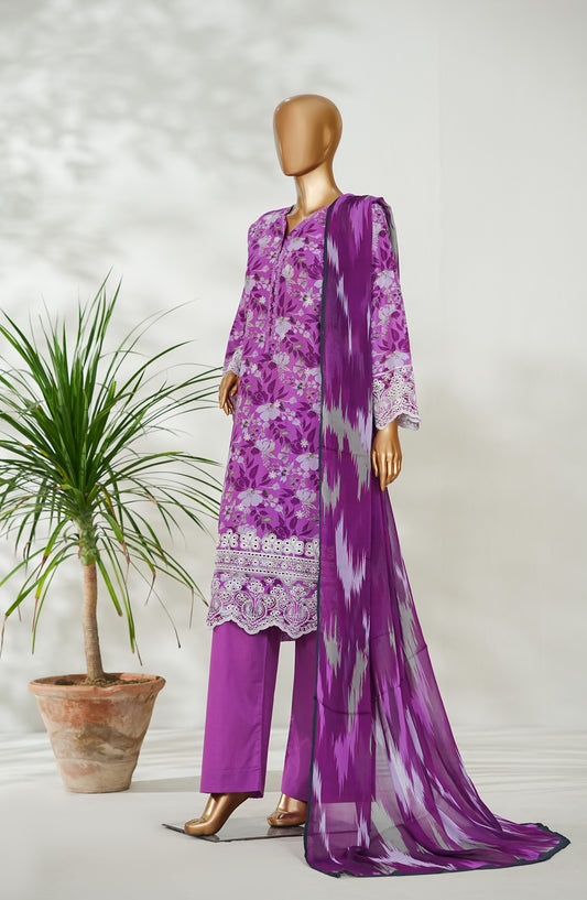 Amna Khadija Ismet Chikankari Embroidered Bana Dora Lawn Stitched 3 Piece Suit - AKC-04 - AM26ISM - Purple - Summer Collection