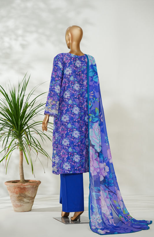 Amna Khadija Ismet Chikankari Embroidered Bana Dora Lawn Stitched 3 Piece Suit - AKC-05 - AM26ISM - Blue - Summer Collection
