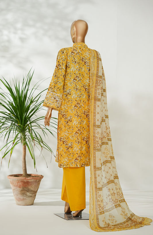 Amna Khadija Ismet Chikankari Embroidered Bana Dora Lawn Stitched 3 Piece Suit - AKC-06 - AM26ISM - Yellow - Summer Collection