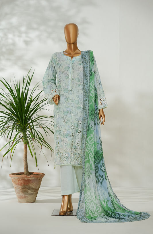 Amna Khadija Ismet Chikankari Embroidered Bana Dora Lawn Stitched 3 Piece Suit - AKC-07 - AM26ISM - Green - Summer Collection