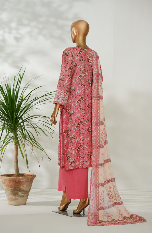 Amna Khadija Ismet Chikankari Embroidered Bana Dora Lawn Stitched 3 Piece Suit - AKC-08 - AM26ISM - Pink - Summer Collection