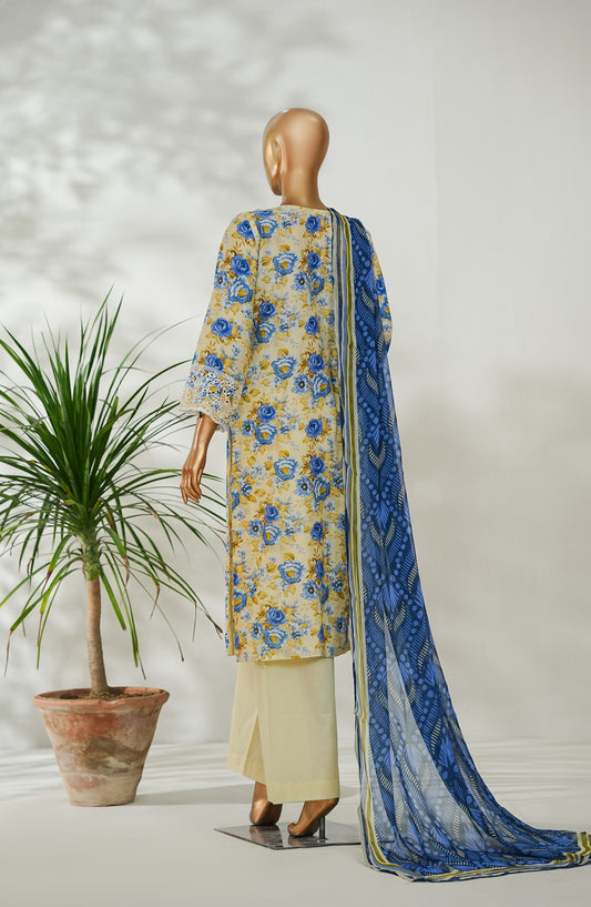 Amna Khadija Ismet Chikankari Embroidered Bana Dora Lawn Stitched 3 Piece Suit - AKC-09 - AM26ISM - Beige - Summer Collection