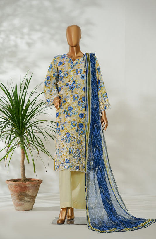 Amna Khadija Ismet Chikankari Embroidered Bana Dora Lawn Stitched 3 Piece Suit - AKC-09 - AM26ISM - Beige - Summer Collection