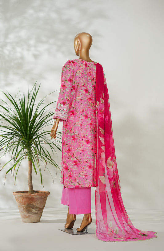 Amna Khadija Ismet Chikankari Embroidered Bana Dora Lawn Stitched 3 Piece Suit - AKC-10 - AM26ISM - Pink - Summer Collection