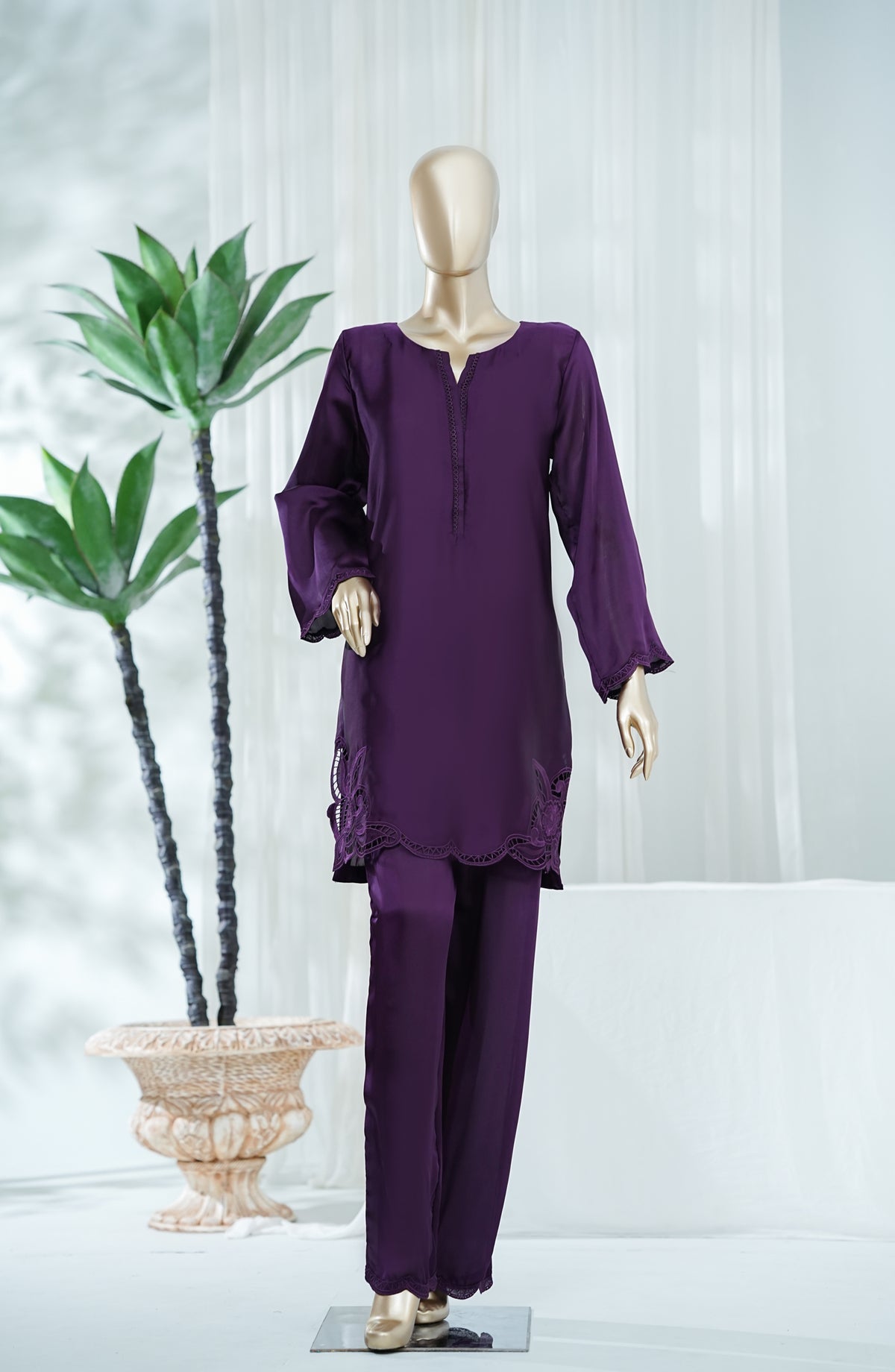 Amna Khadija Jhanvi Luxe Embroidered Silk Stitched 2 Piece Suit - JLS-15 - AM26JLK - Purple - Festive Collection