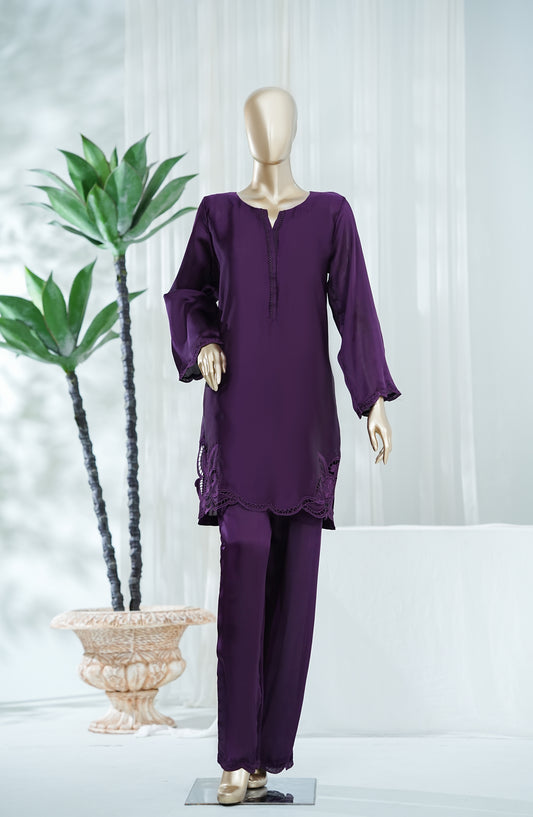 Amna Khadija Jhanvi Luxe Embroidered Silk Stitched 2 Piece Suit - JLS-15 - AM26JLK - Purple - Festive Collection