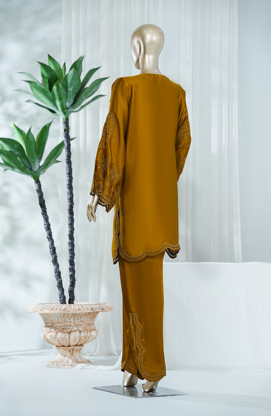 Amna Khadija Jhanvi Luxe Embroidered Silk Stitched 2 Piece Suit - JLS-14 - AM26JLK - Mustard - Festive Collection
