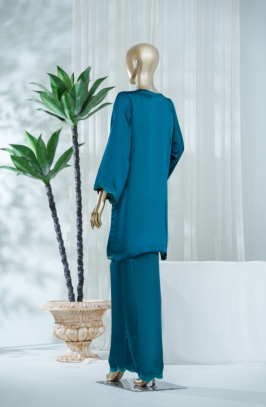 Amna Khadija Jhanvi Luxe Embroidered Silk Stitched 2 Piece Suit - JLS-13 - AM26JLK - Teal - Festive Collection
