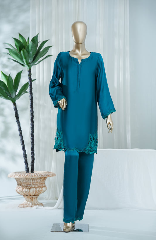 Amna Khadija Jhanvi Luxe Embroidered Silk Stitched 2 Piece Suit - JLS-13 - AM26JLK - Teal - Festive Collection