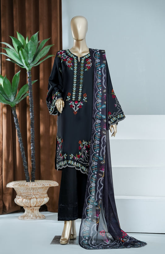 Amna Khadija Jhanvi Luxe Embroidered Silk Stitched 3 Piece Suit - JLS-11 - AM26JLK - Black - Festive Collection