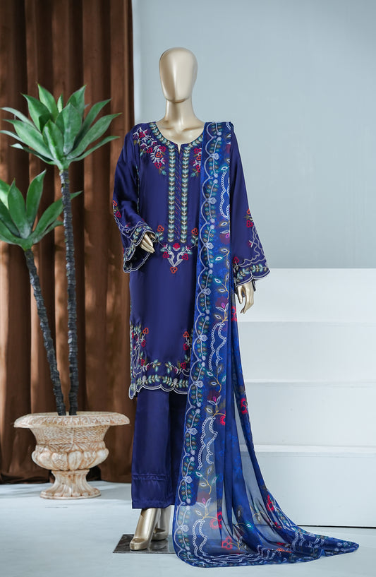 Amna Khadija Jhanvi Luxe Embroidered Silk Stitched 3 Piece Suit - JLS-10 - AM26JLK - Blue - Festive Collection