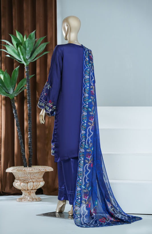 Amna Khadija Jhanvi Luxe Embroidered Silk Stitched 3 Piece Suit - JLS-10 - AM26JLK - Blue - Festive Collection