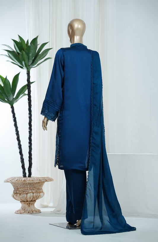 Amna Khadija Jhanvi Luxe Embroidered Silk Stitched 3 Piece Suit - JLS-09 - AM26JLK - Blue - Festive Collection