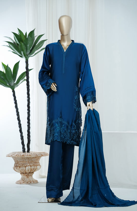 Amna Khadija Jhanvi Luxe Embroidered Silk Stitched 3 Piece Suit - JLS-09 - AM26JLK - Blue - Festive Collection