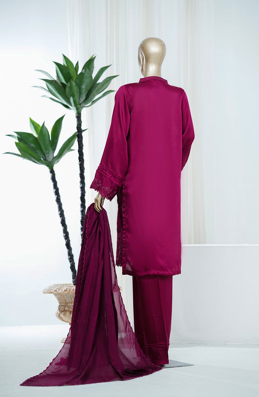 Amna Khadija Jhanvi Luxe Embroidered Silk Stitched 3 Piece Suit - JLS-08 - AM26JLK - Pink - Festive Collection