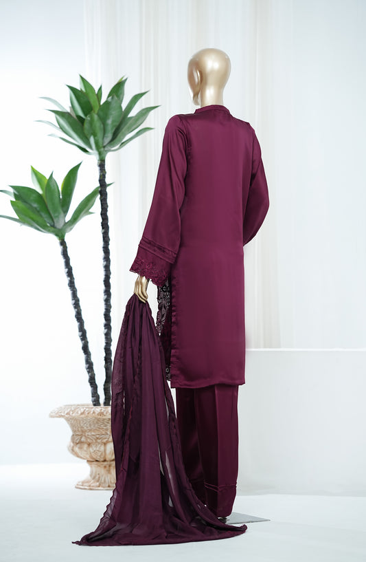 Amna Khadija Jhanvi Luxe Embroidered Silk Stitched 3 Piece Suit - JLS-07 - AM26JLK - Purple - Festive Collection