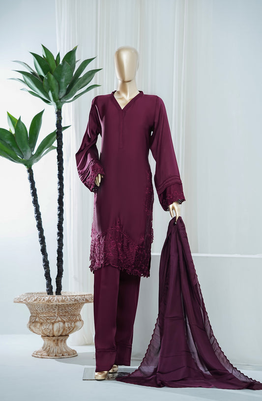 Amna Khadija Jhanvi Luxe Embroidered Silk Stitched 3 Piece Suit - JLS-07 - AM26JLK - Purple - Festive Collection